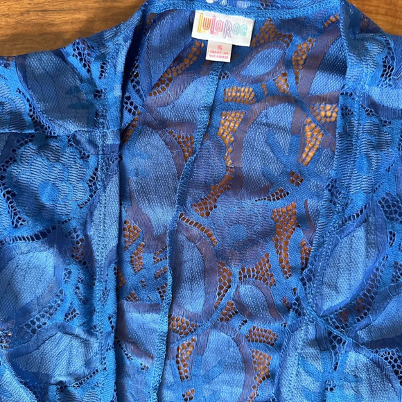 LuLaRoe Royal Blue Lace Lindsay Cardigan size Small - Picture 3 of 3